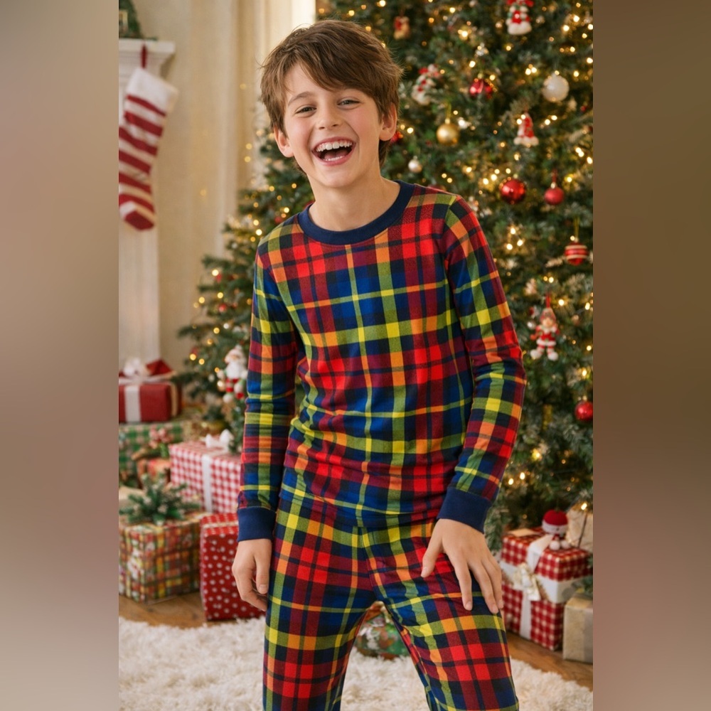 Hanna Andersson Rainbow Plaid Kids Holiday Cotton Pajama Set Size 12